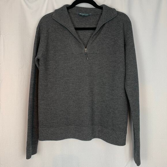 Title Nine 1/4 zip grey 80% Extra fine merino wool - Picture 1 of 7